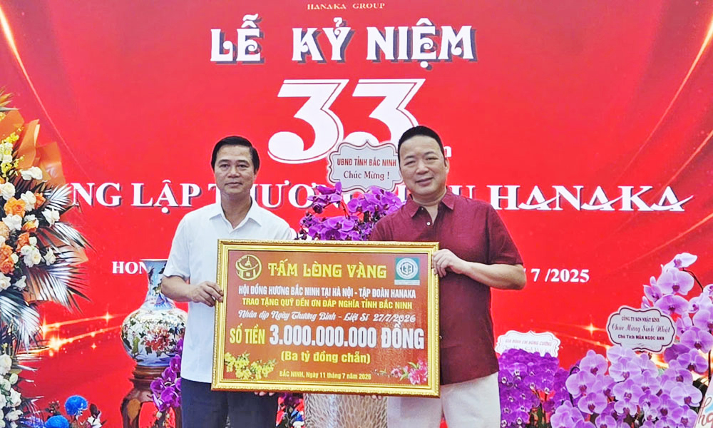 Tập đoàn Hanaka tặng quà và ủng hộ Quỹ đền ơn đáp nghĩa tỉnh Bắc Ninh hơn 5,5 tỷ đồng